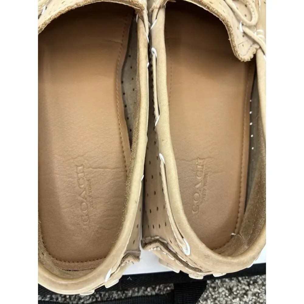 Coach Nadia Womens 10 B Tan Leather Driving Loafers Moccasins Preppy Old money
